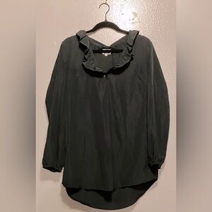 MudPie Long Sleeve Blouse Ruffle Top - Black